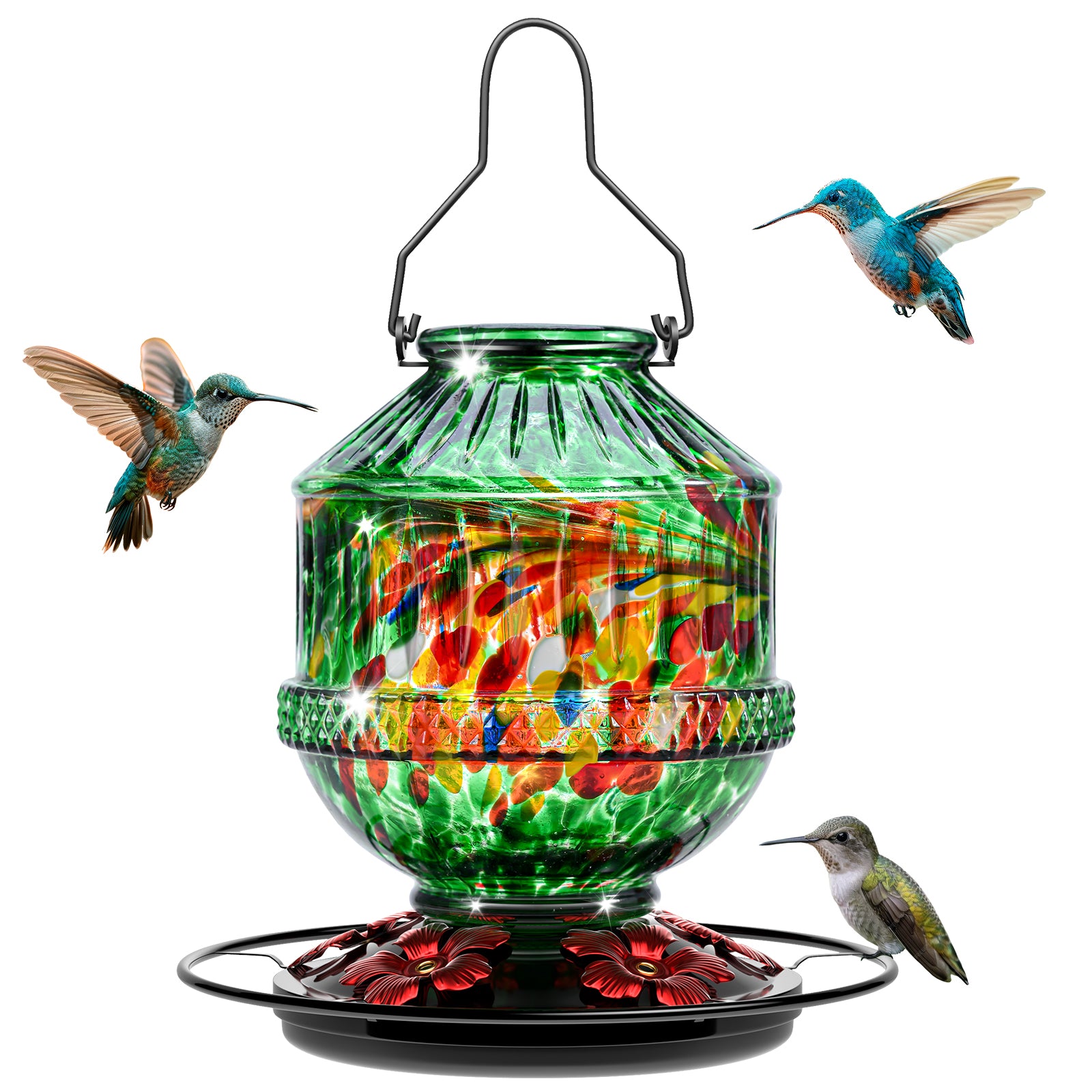 Grete Gotye Blown Glass Hummingbird Feeders for Outdoors