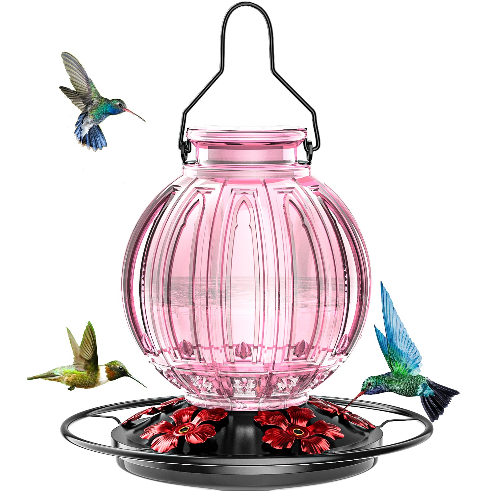 Grete Gotye Glass Hummingbird Feeder for Outdoors Hanging