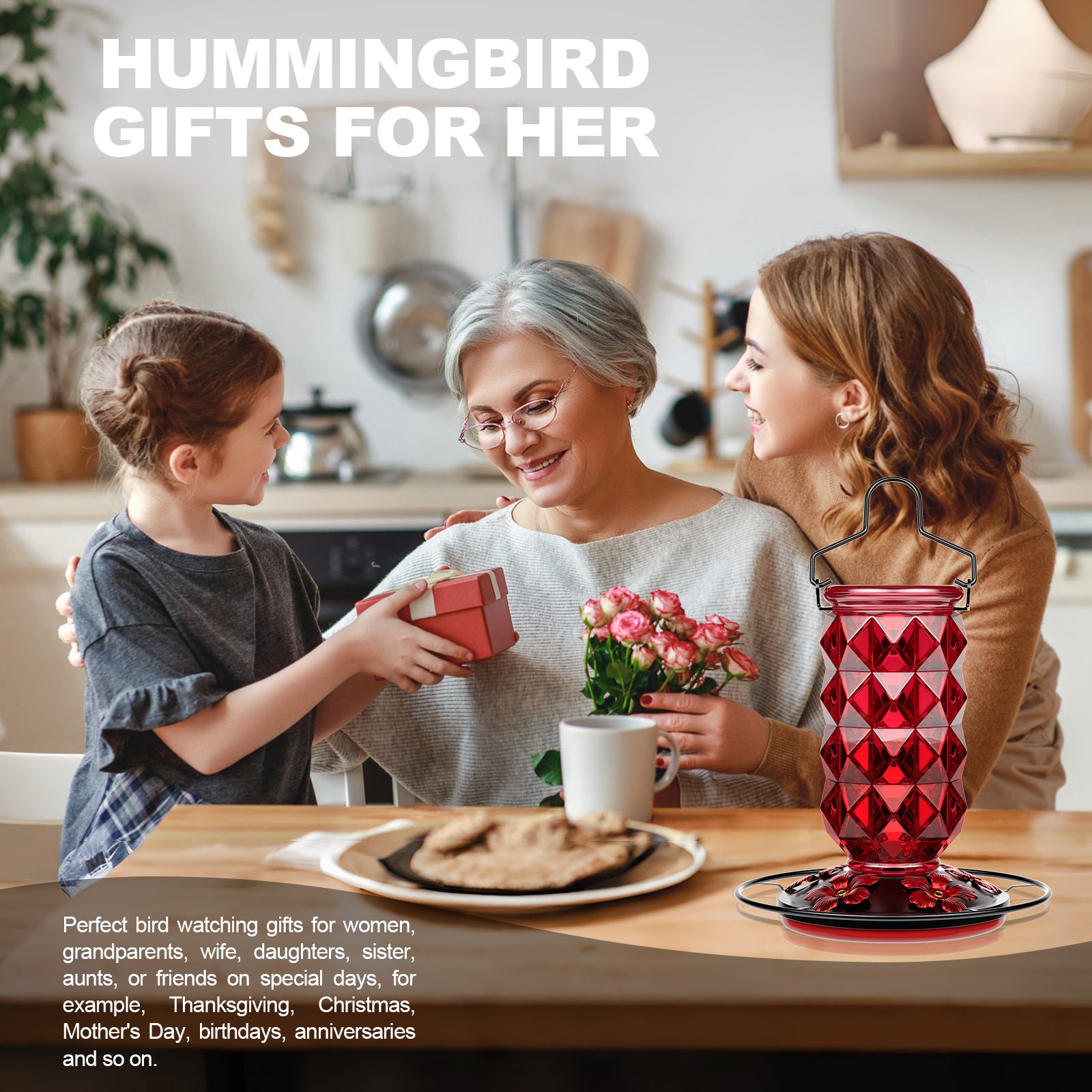 Grete Gotye Glass Hummingbird Feeders for Outdoors