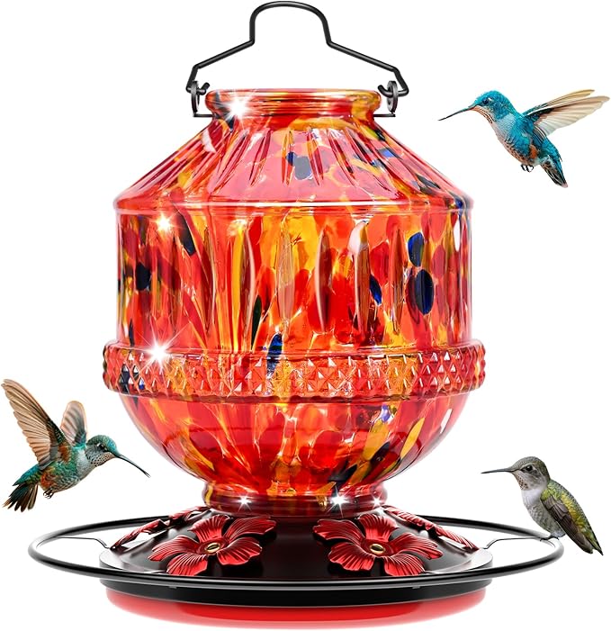 Grete Gotye Blown Glass Hummingbird Feeders for Outdoors